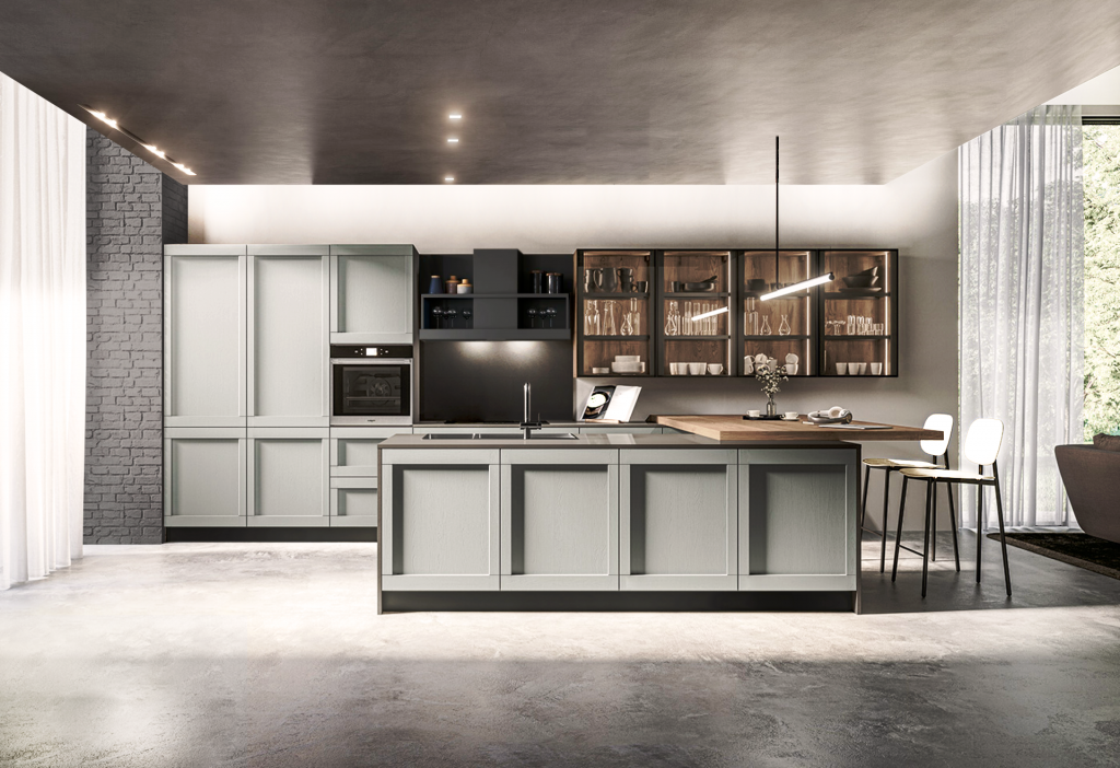 Render di una cucina classica/contemporanea